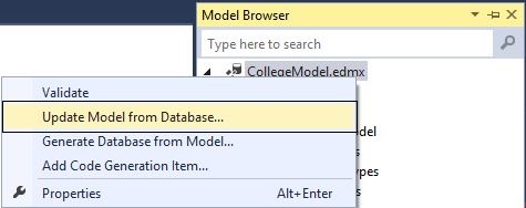 Update Model from Database